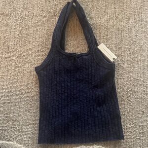 Anthropologie Pilcro Midnight Blue Ribbed Tank Top